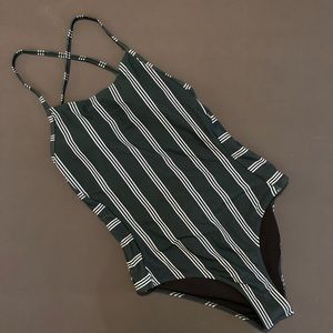 NWT Cupshe: Green Striped Swim Suit